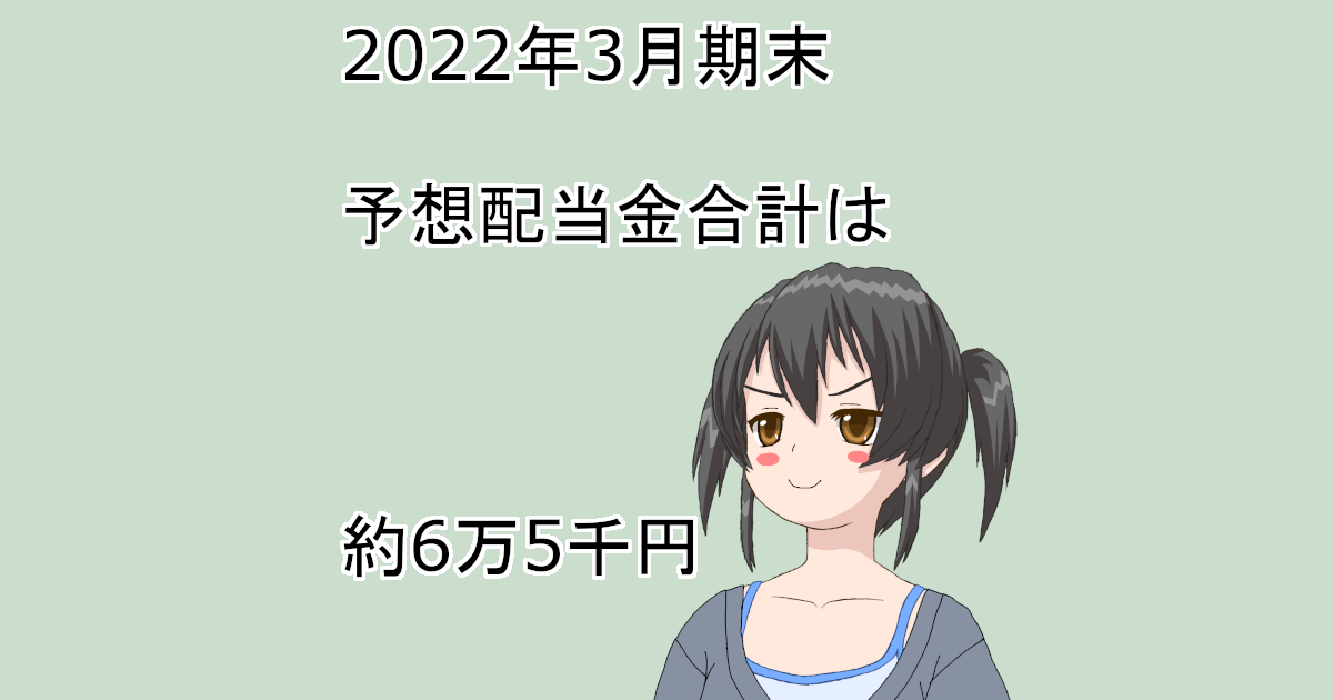 2022年3月期末、予想配当金合計は約6万5千円